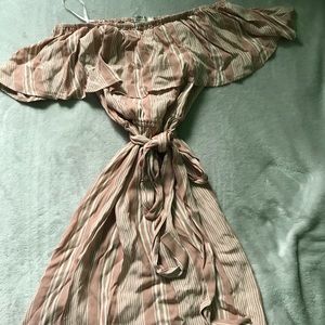 Rose gold and white off the shoulder summer dress